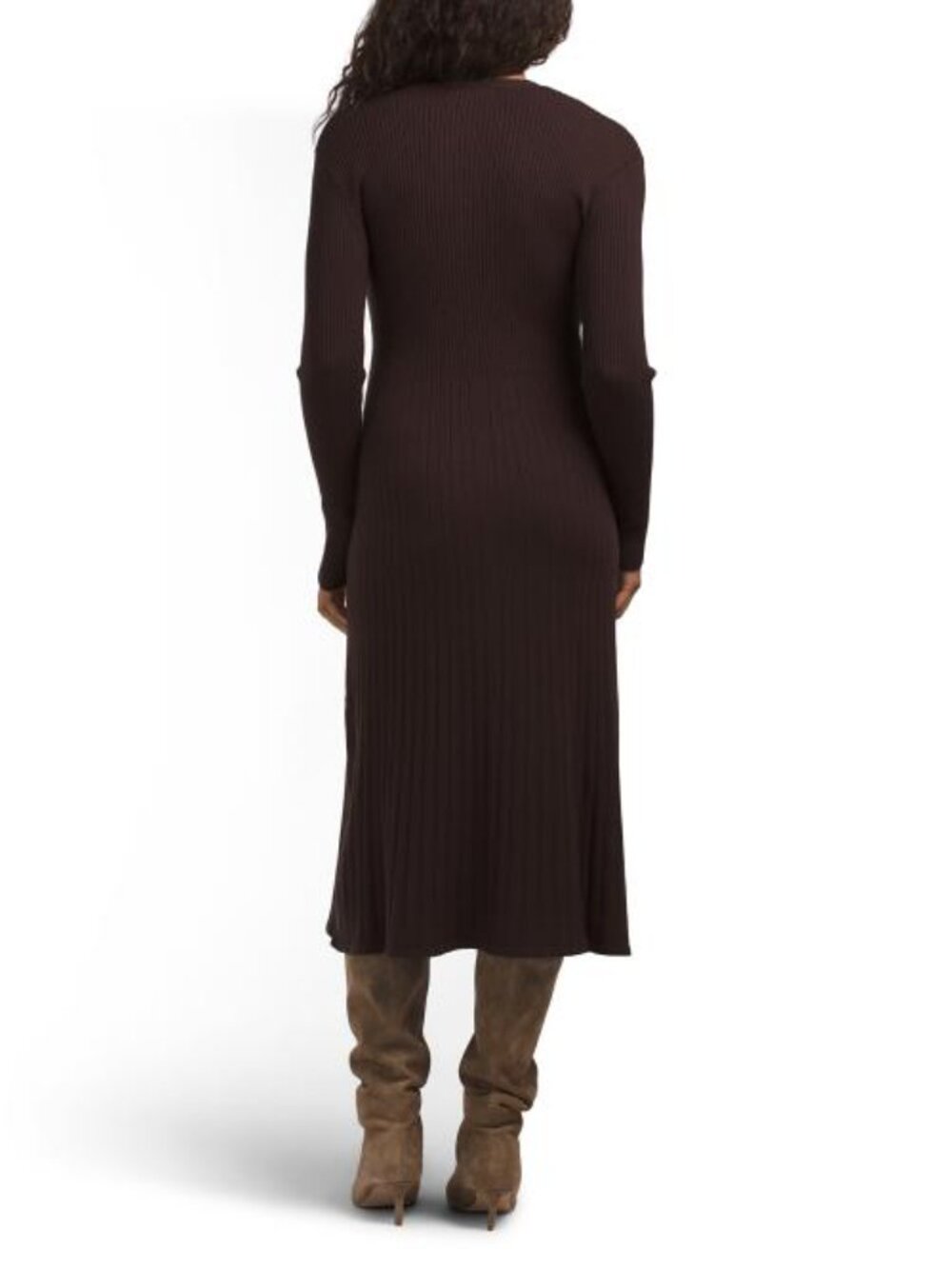 MAX STUDIO LONDON Ribbed Faux Button Front Midi Sweater Dress - Picture 2 of 3